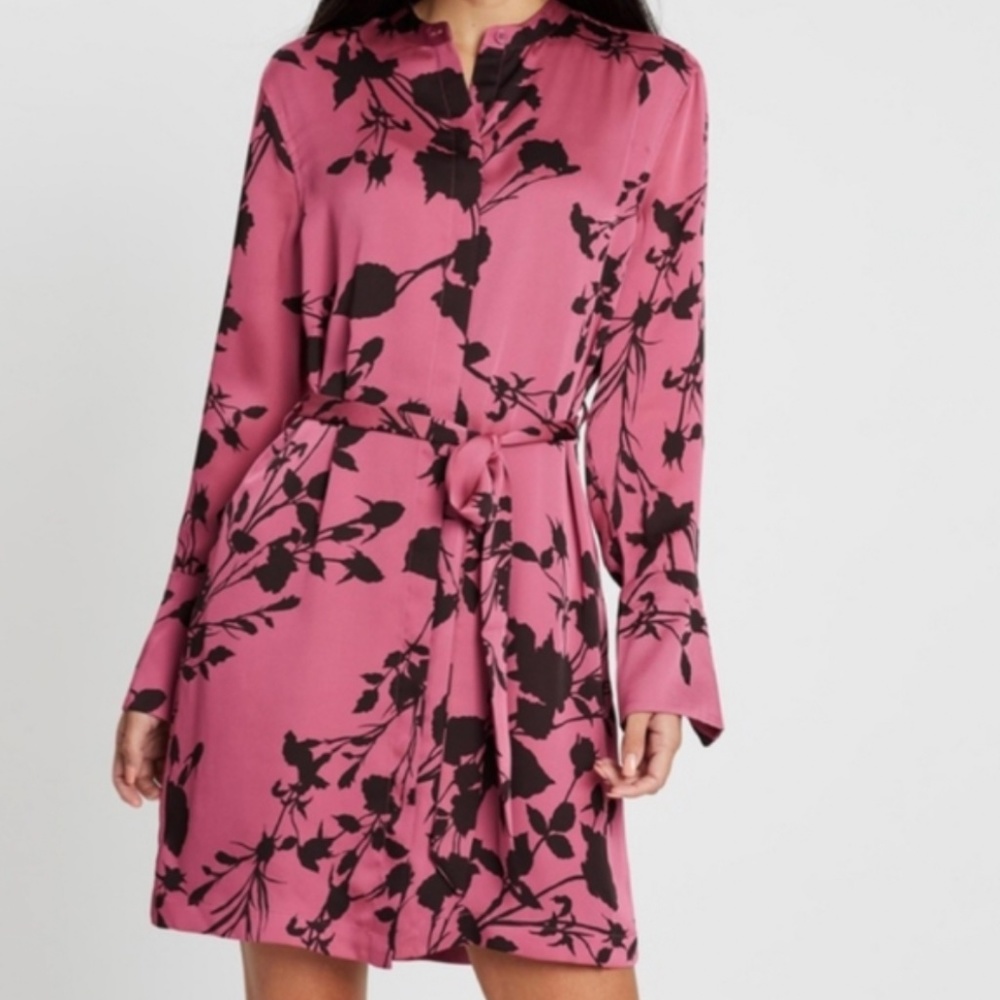 NEW $395 Equipment Roseabelle Floral Button-Down Short Charmeuse L Belted Dress - Picture 2 of 14